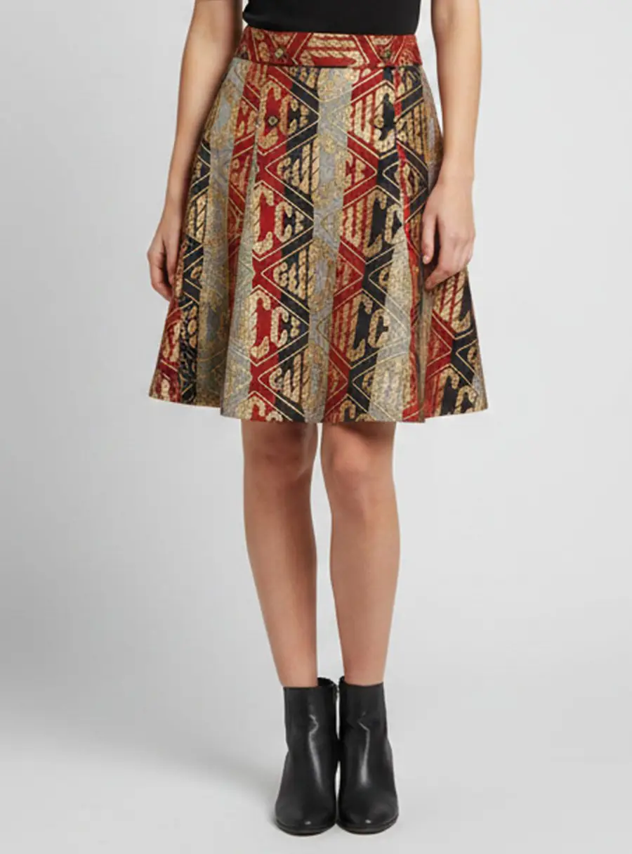 Gucci Multicolor Lurex Knit A-line Knee Length Skirt S