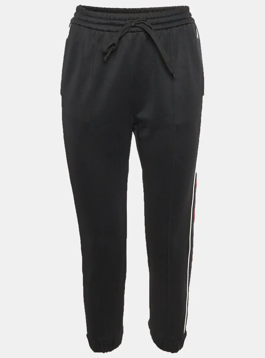 Gucci Black Side Strip Jersey Drawstring Track Pants S
