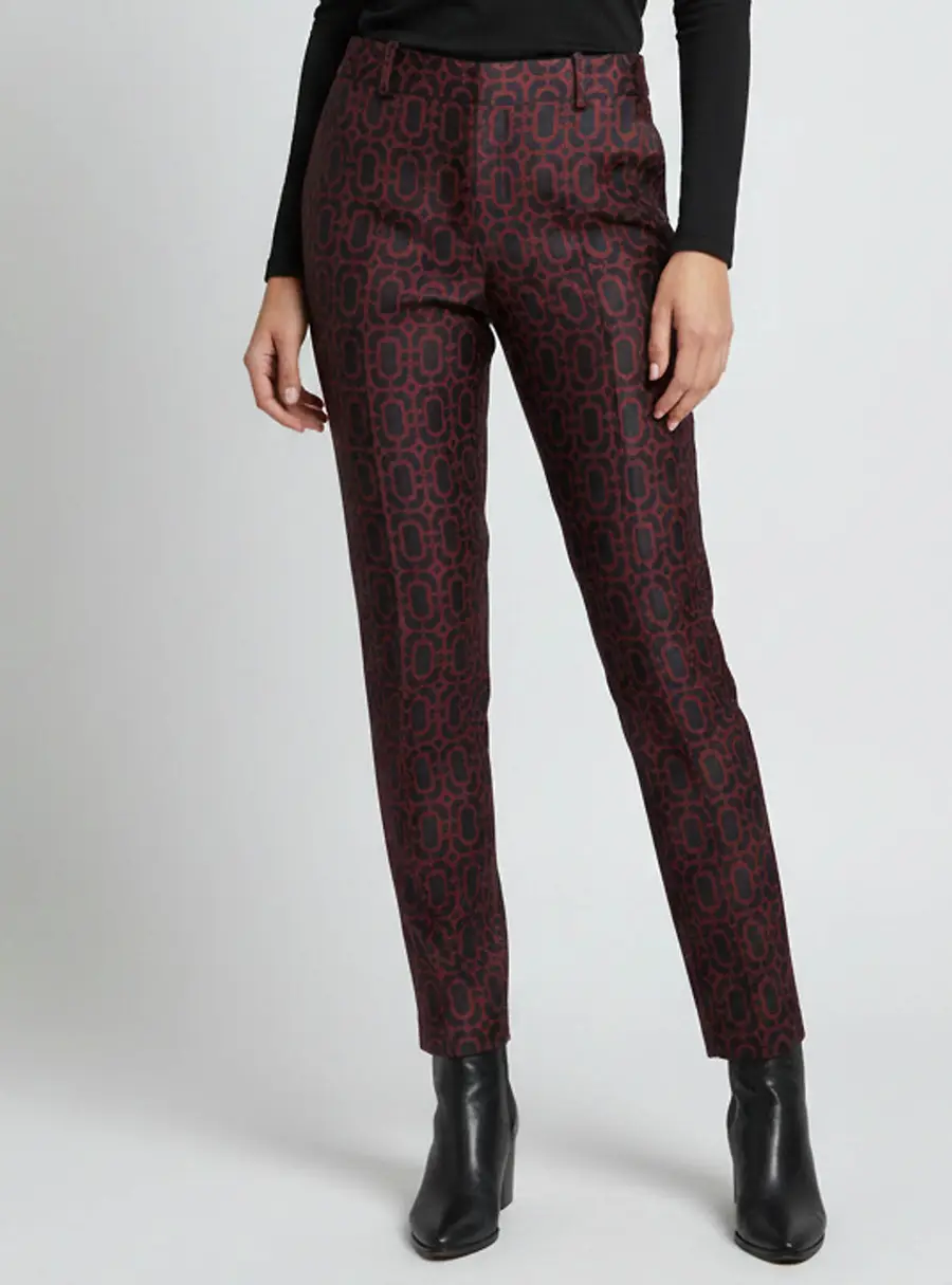 Gucci Black/Red Geometric Jacquard Wool Tapered Pants M
