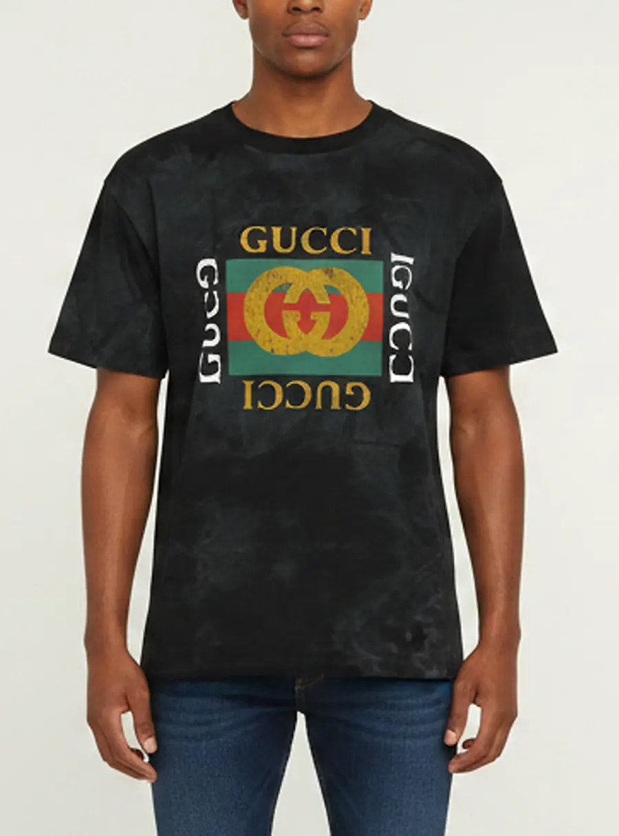 Gucci Black Love Embellished Distressed Cotton Crew Neck Half Sleeve T-Shirt XS