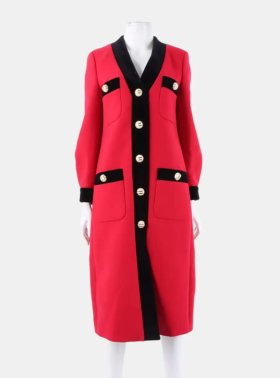 Gucci Wool Black, Red Coat IT/EU 36