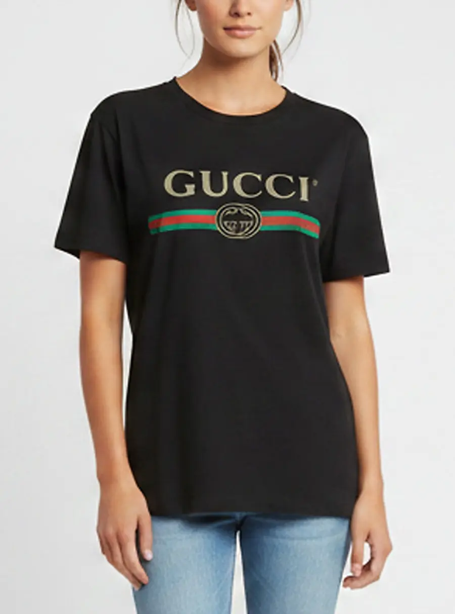 Gucci Black Vintage Logo Print Jersey Distressed T-Shirt XS