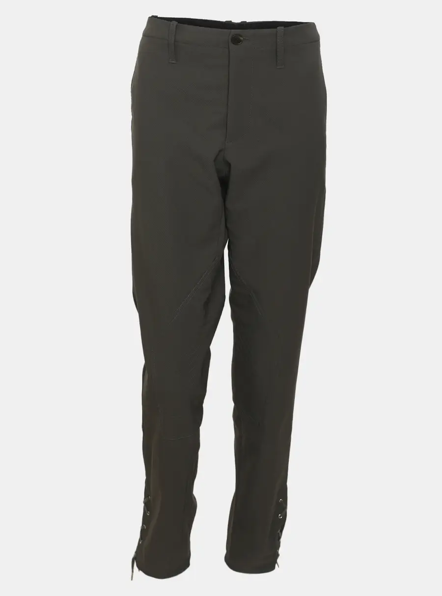 Gucci Dark Grey Stretch Nylon Laced Up Tapered Ankle Riding Trousers L