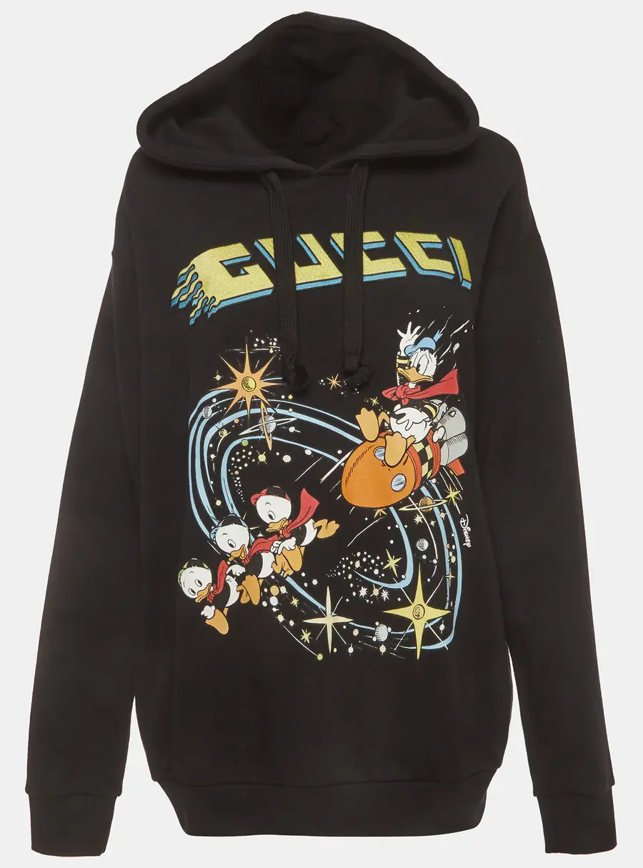 Gucci x Disney Black Jersey Donald Duck Flash Space Hoodie M