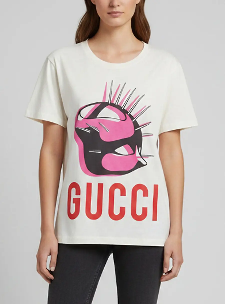 Gucci Cream Manifesto Logo Printed Jersey Crewneck T-Shirt XXS