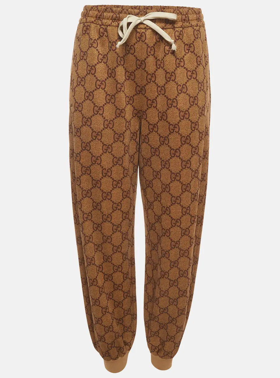 Gucci Brown GG Monogram Jersey Drawstring Trackpants S