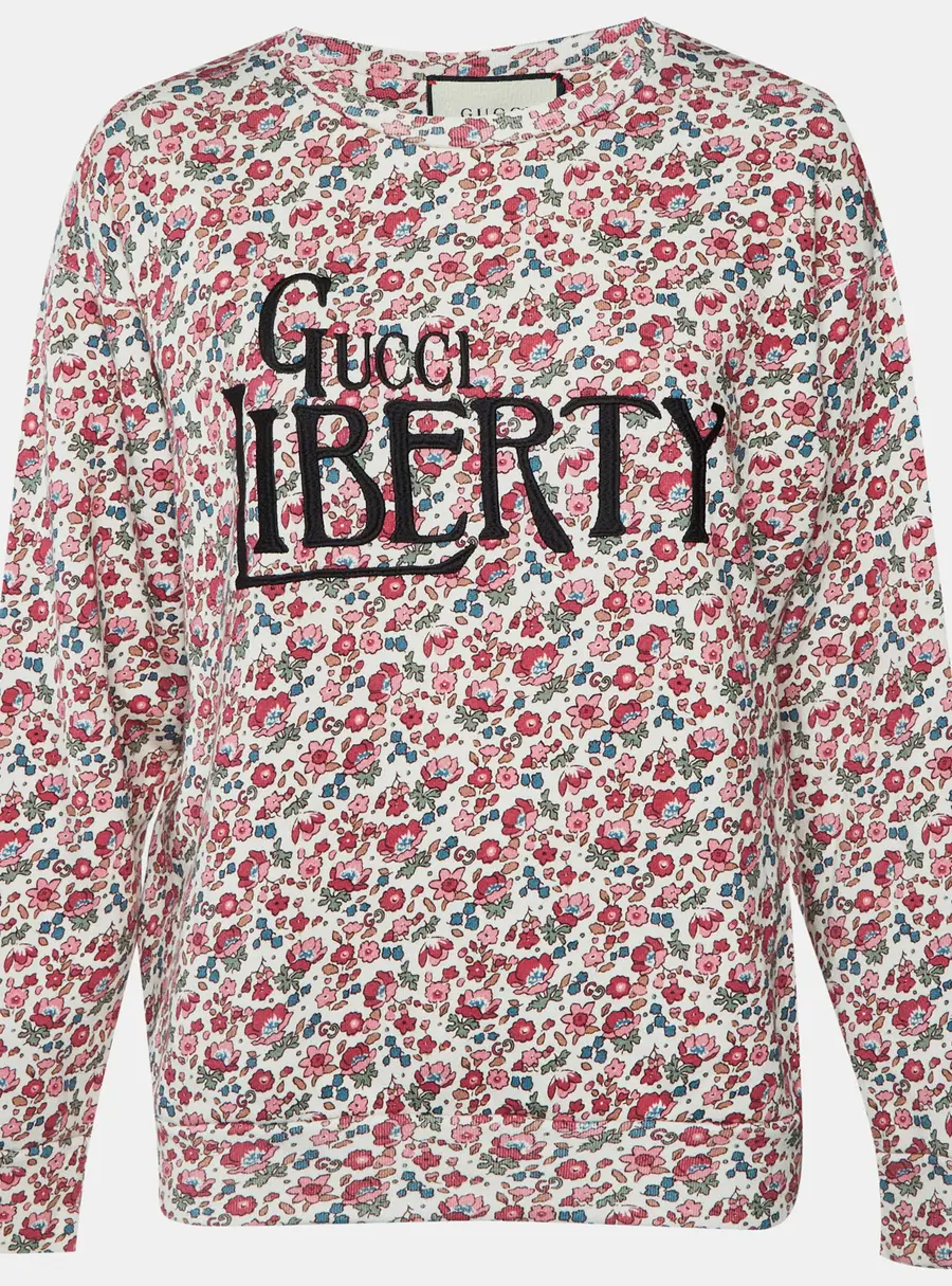 Gucci Multicolour Floral Print Embroidered Cotton Crewneck Sweatshirt XS