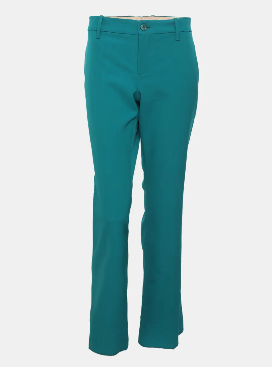 Gucci Teal Blue Silk & Wool Straight Bootcut Pants M