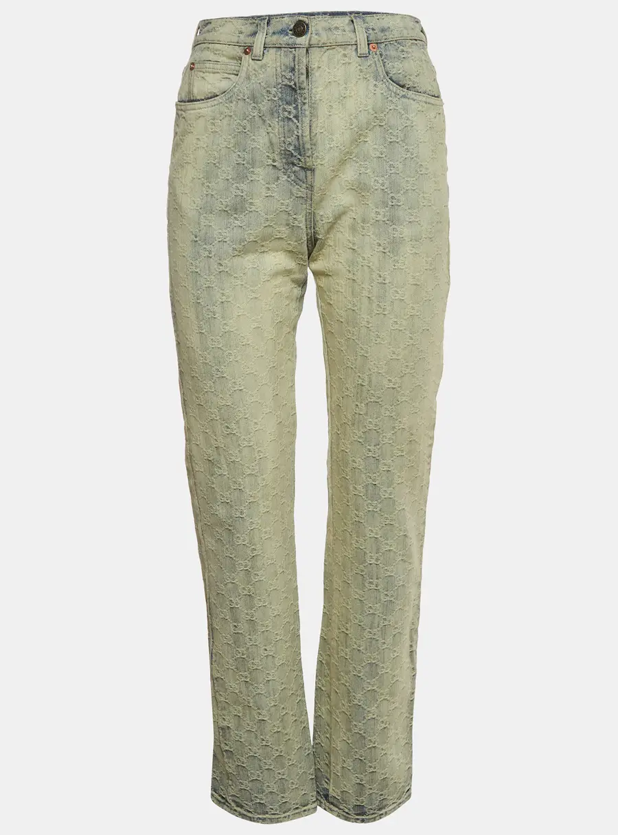 Gucci Blue GG Jacquard Denim Jeans S/Waist 25'