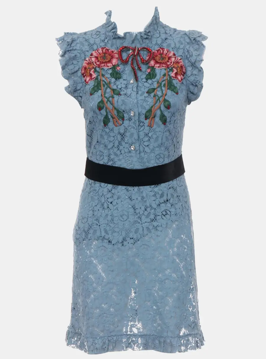 Gucci Floral Embroidered Lace Dress