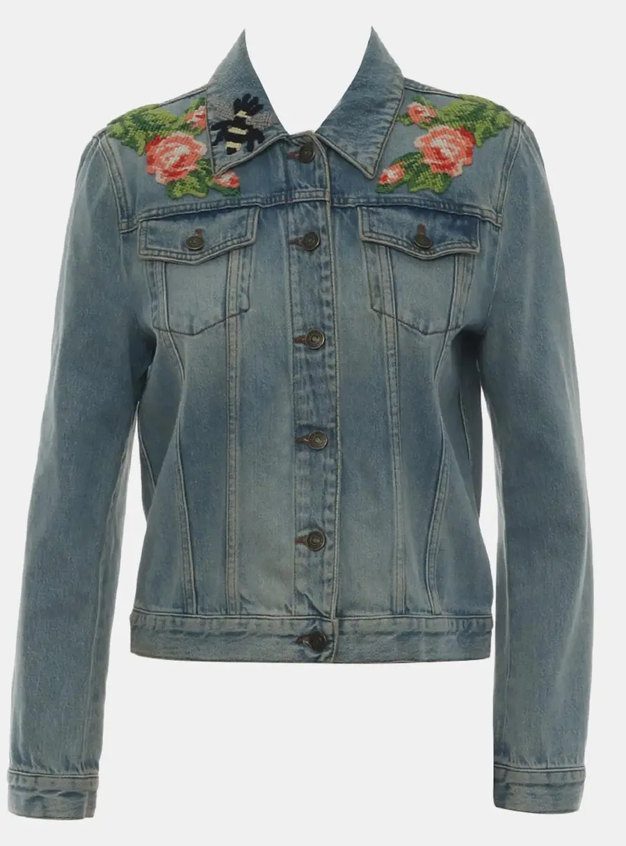 Gucci Blind For Love Embroidered Denim Jacket