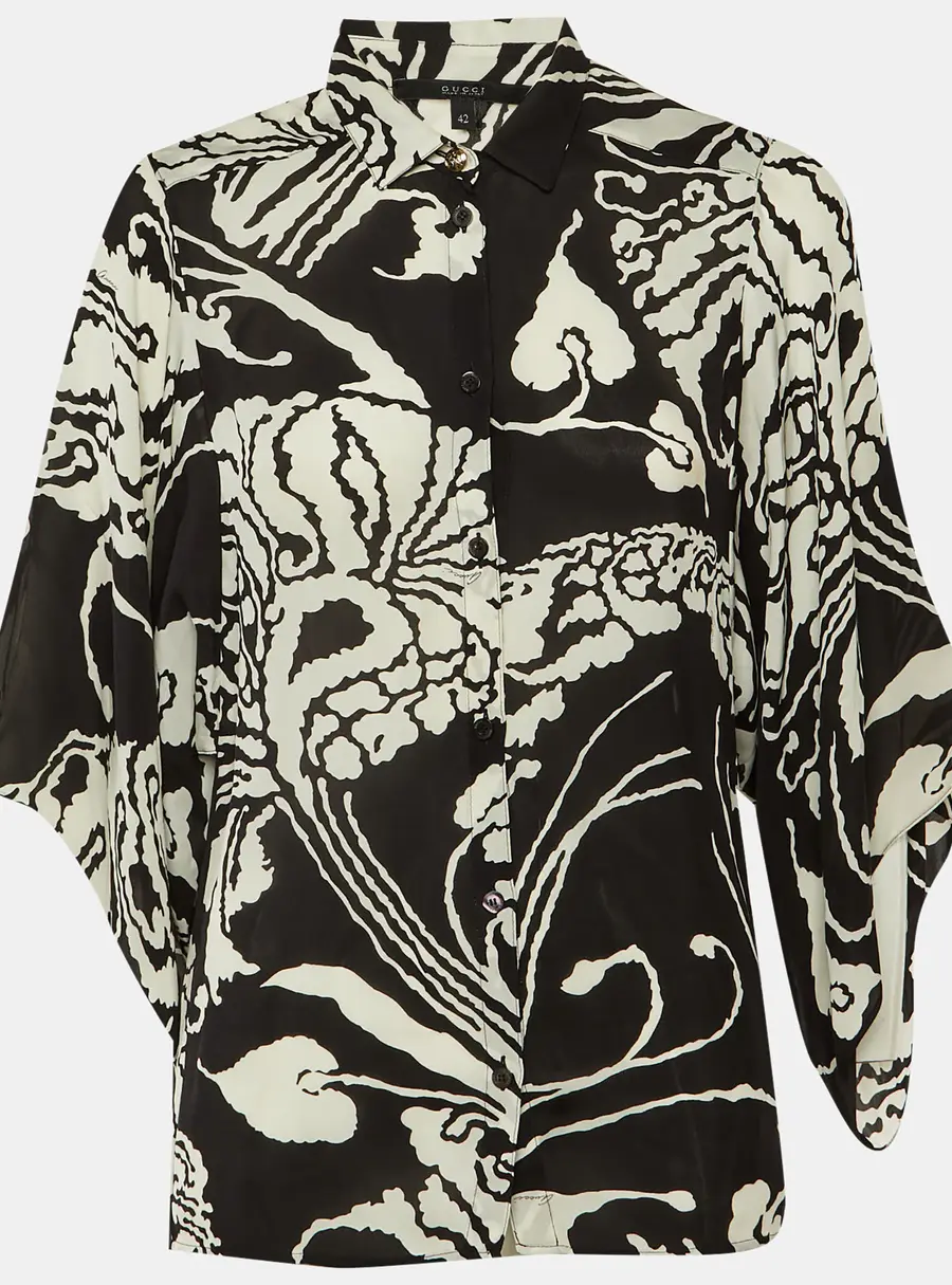 Gucci Monochrome Printed Silk Shirt M