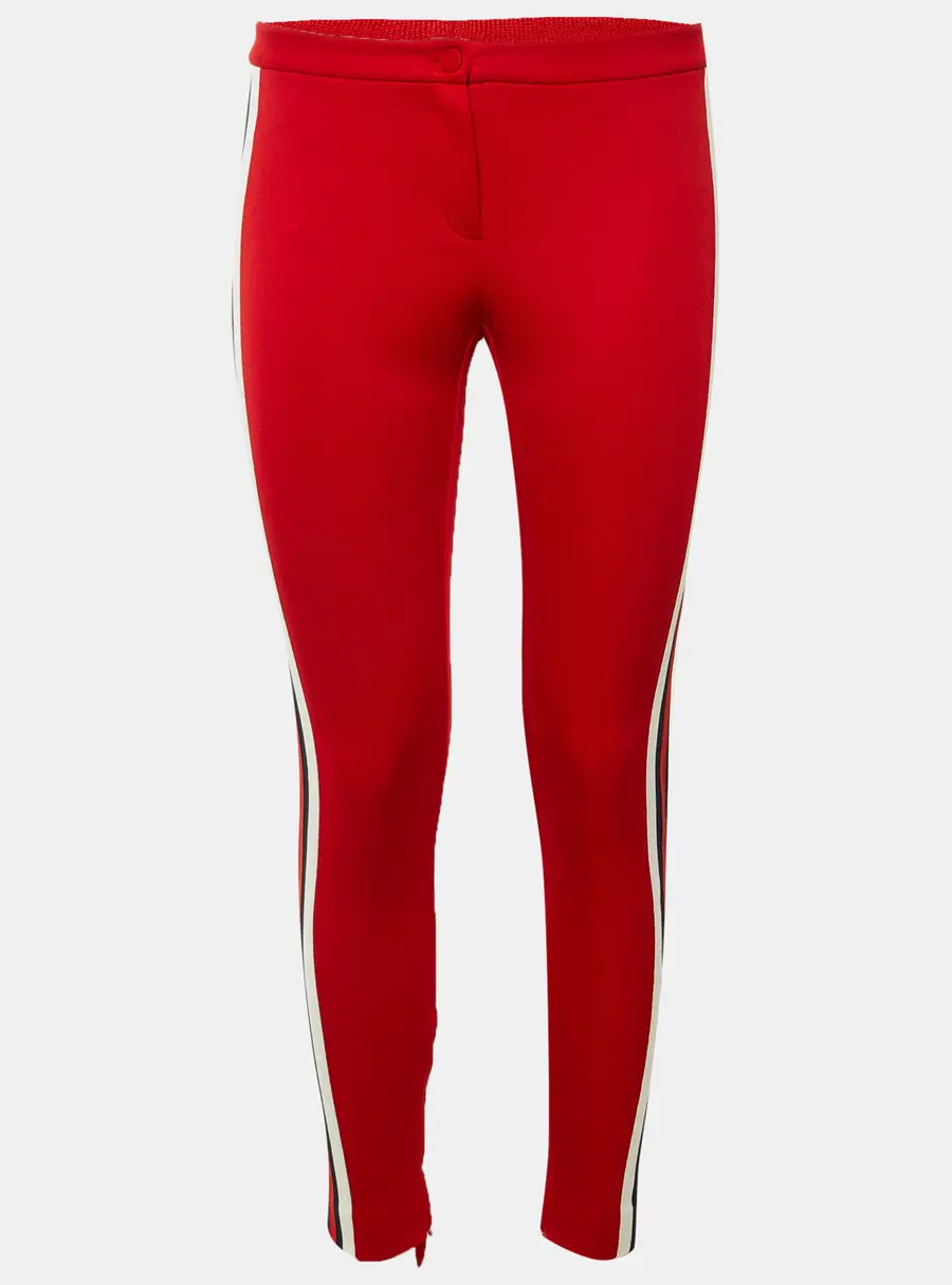 Gucci Red Jersey Web Tape Detail Fitted Pants S