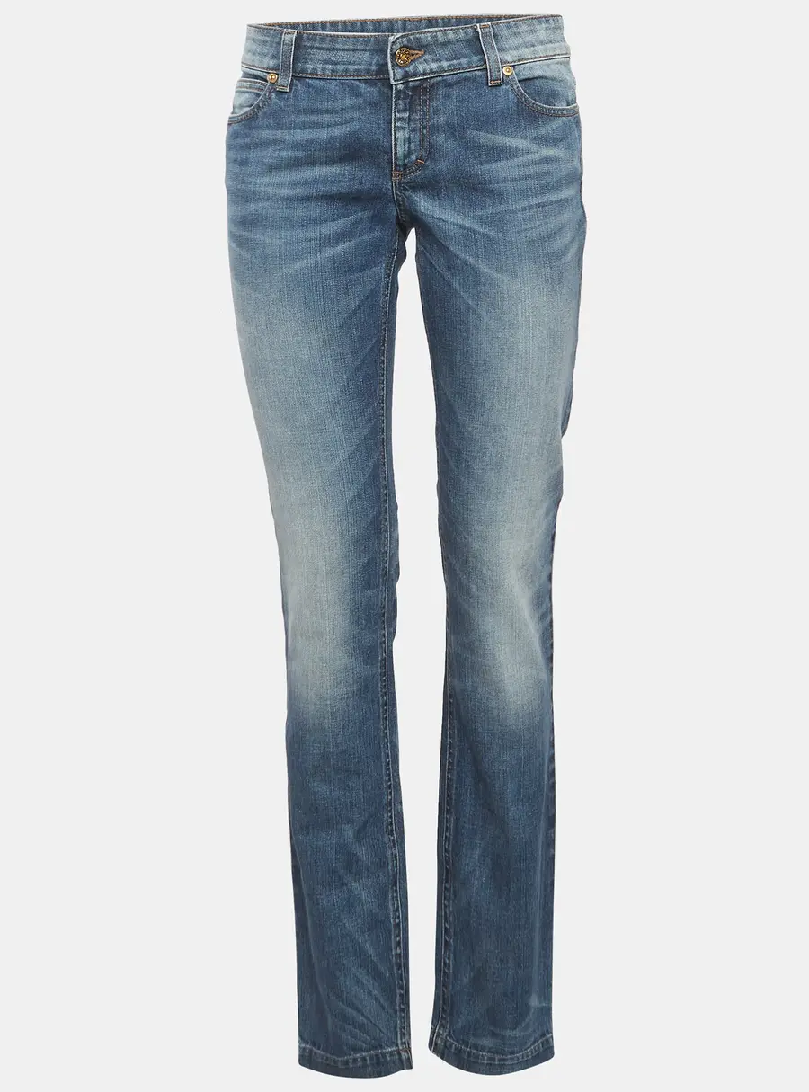 Gucci Blue Denim Straight Fit Leggings M/Waist 30"