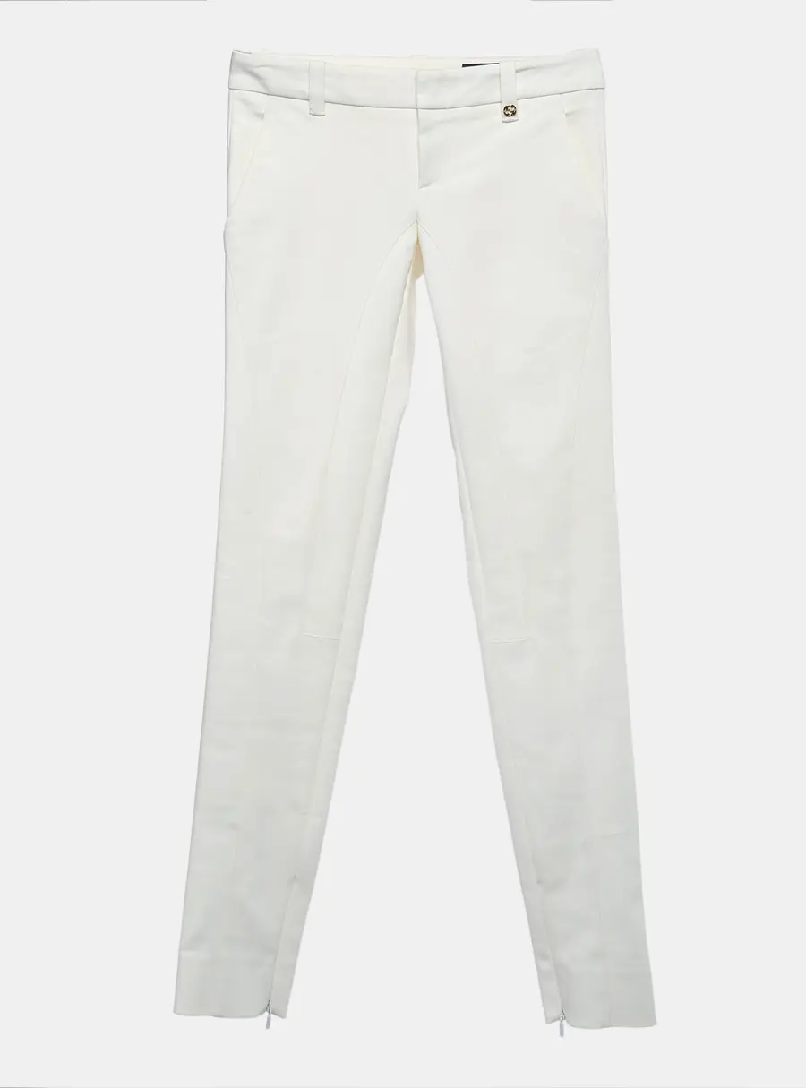 Gucci Off White Cotton Low Waist Trousers S