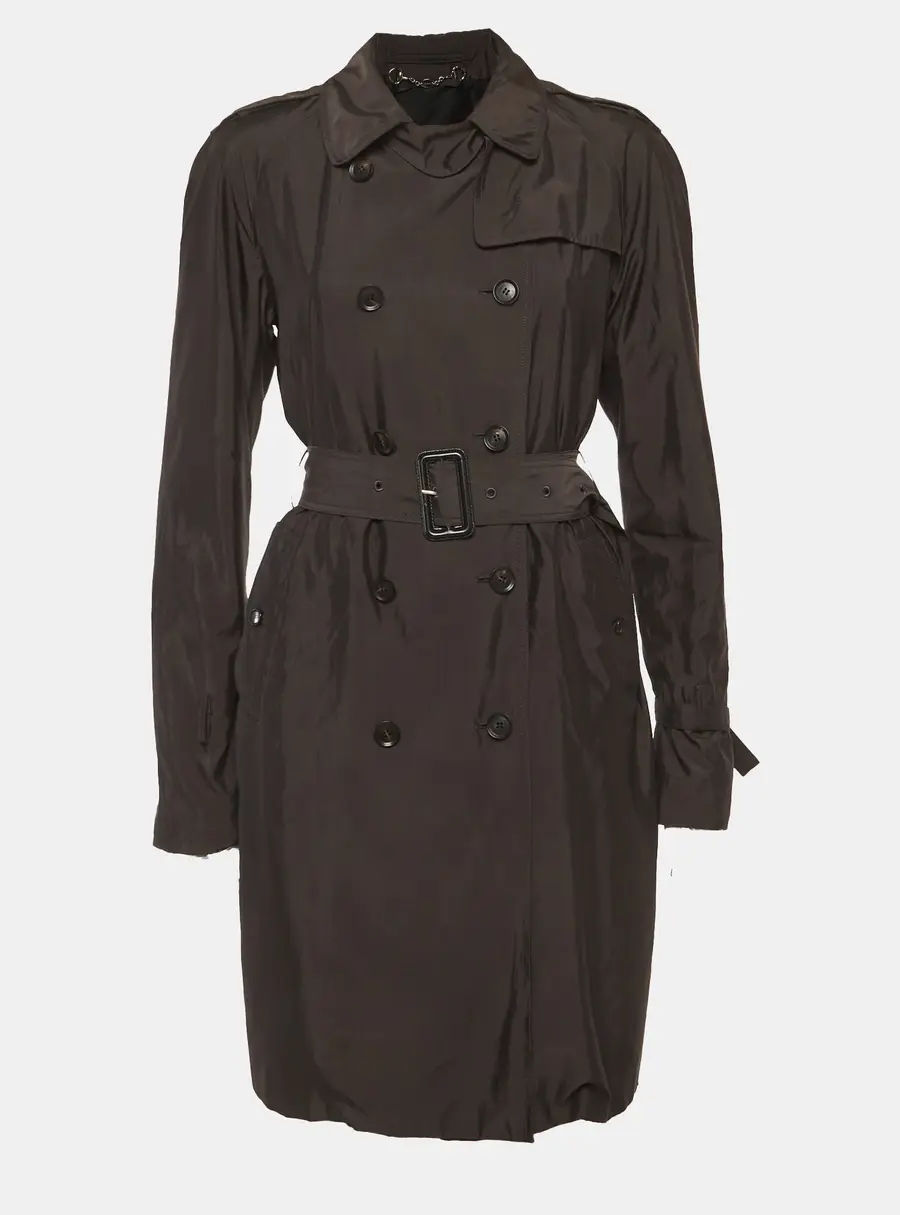 Gucci Black Synthetic Double Breasted Trench Coat M