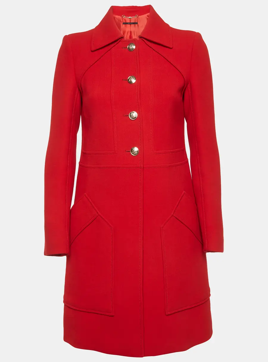 Gucci Red Wool Mid-Length Coat S
