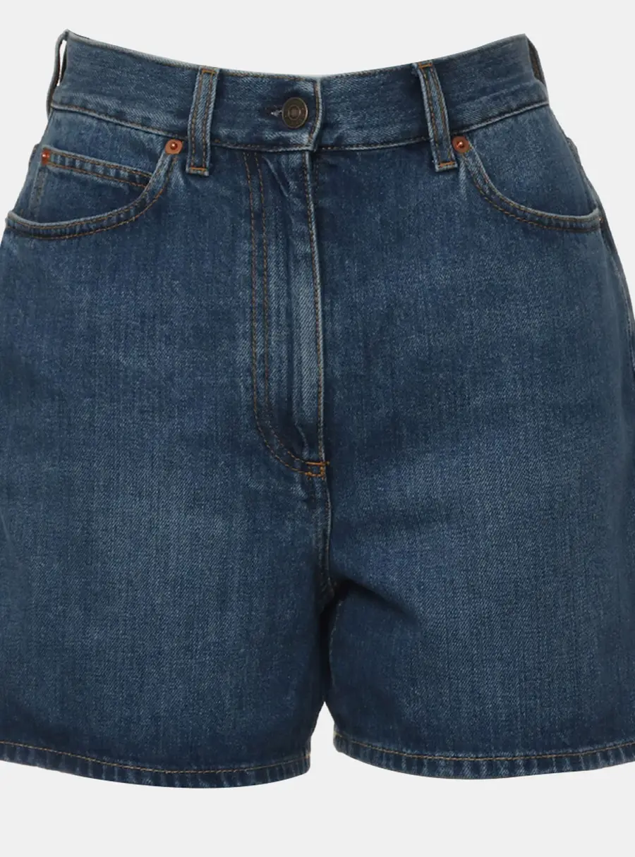 Gucci Denim Shorts with Horsebit Details Waist 26