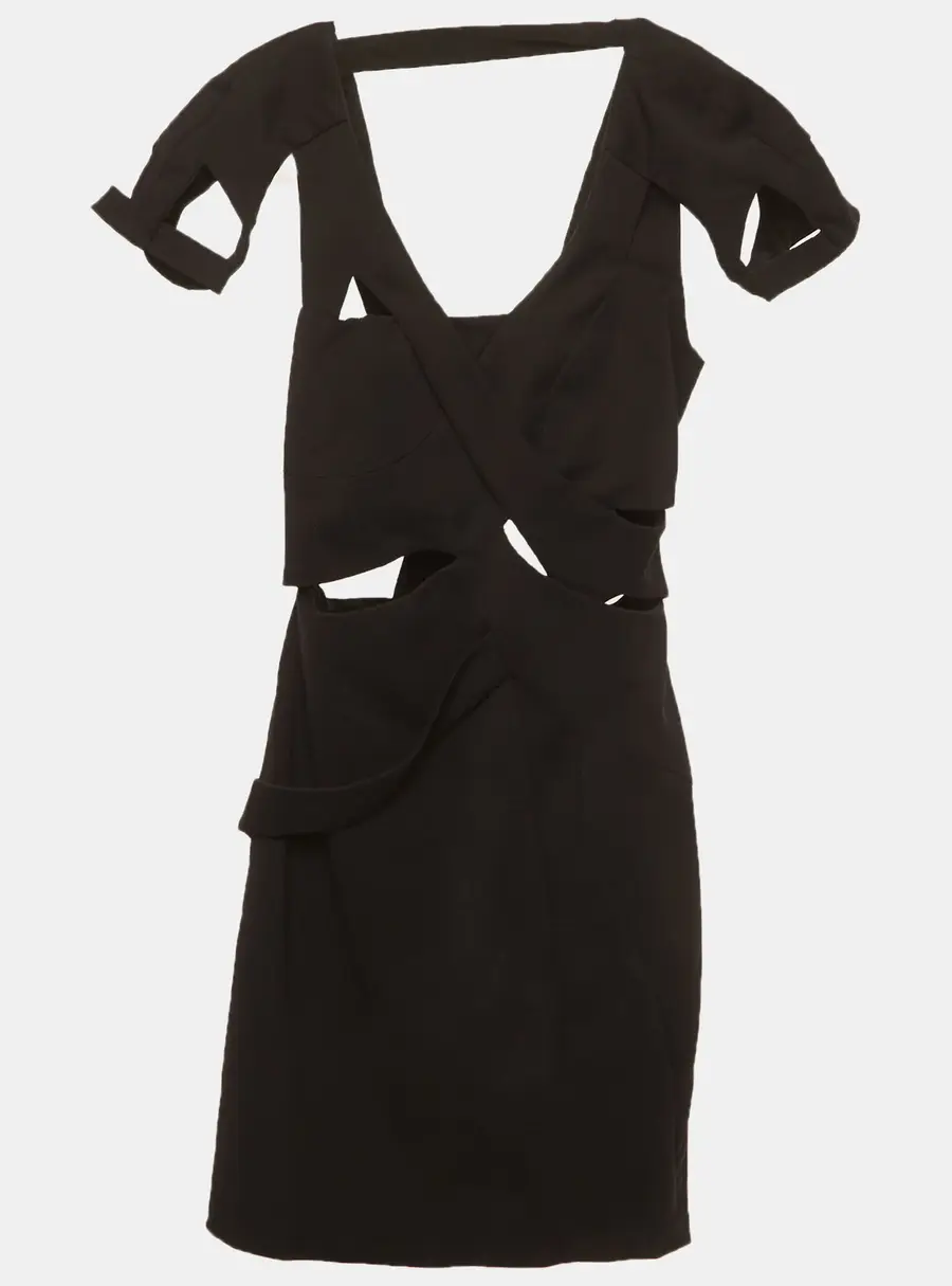 Gucci Black Silk Cut Out Mini Dress S