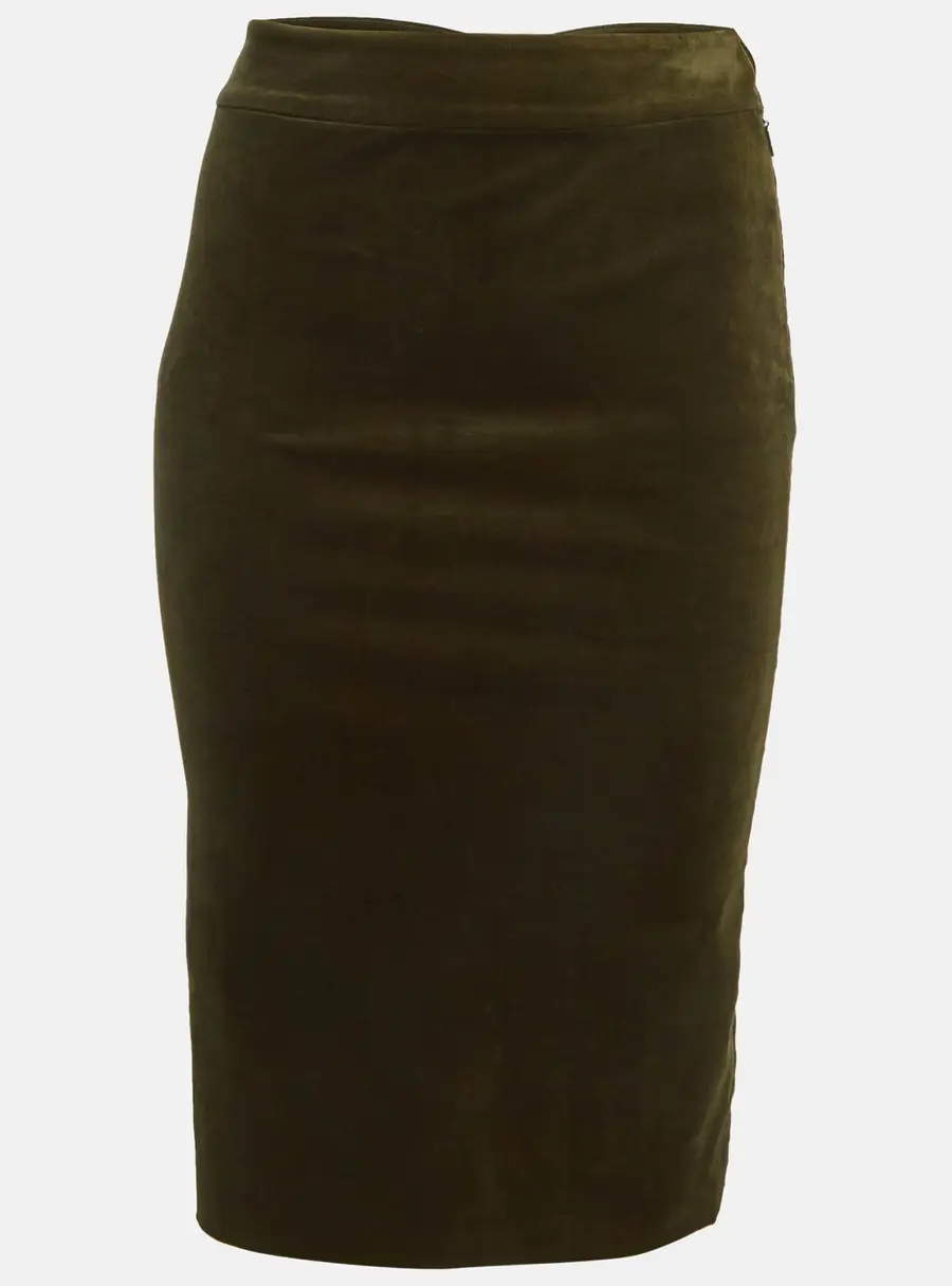 Gucci Olive Green Velvet Pencil Skirt S