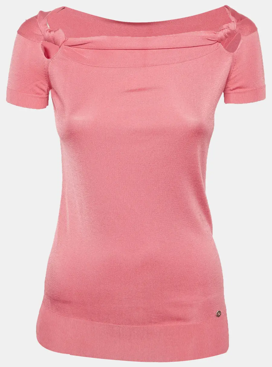 Gucci Pink Jersey Knit Short Sleeve Top S