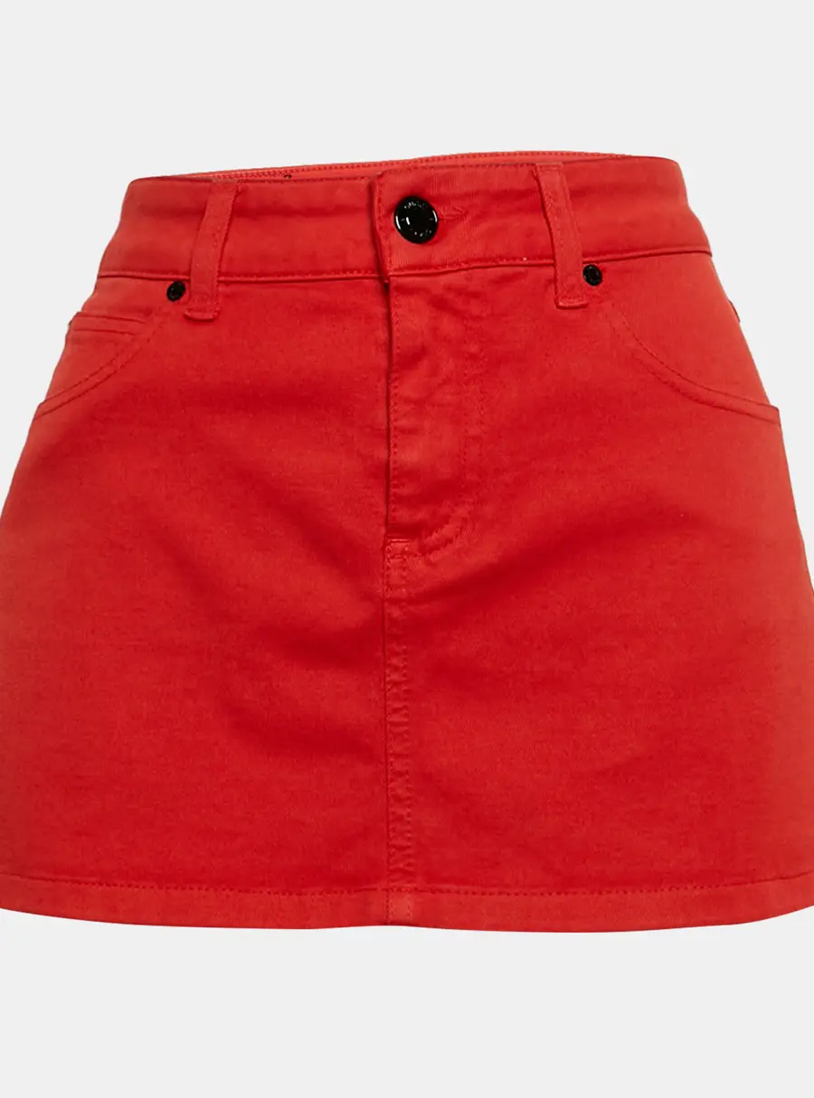 Gucci Orange Denim Applique Zip Up Mini Skirt S