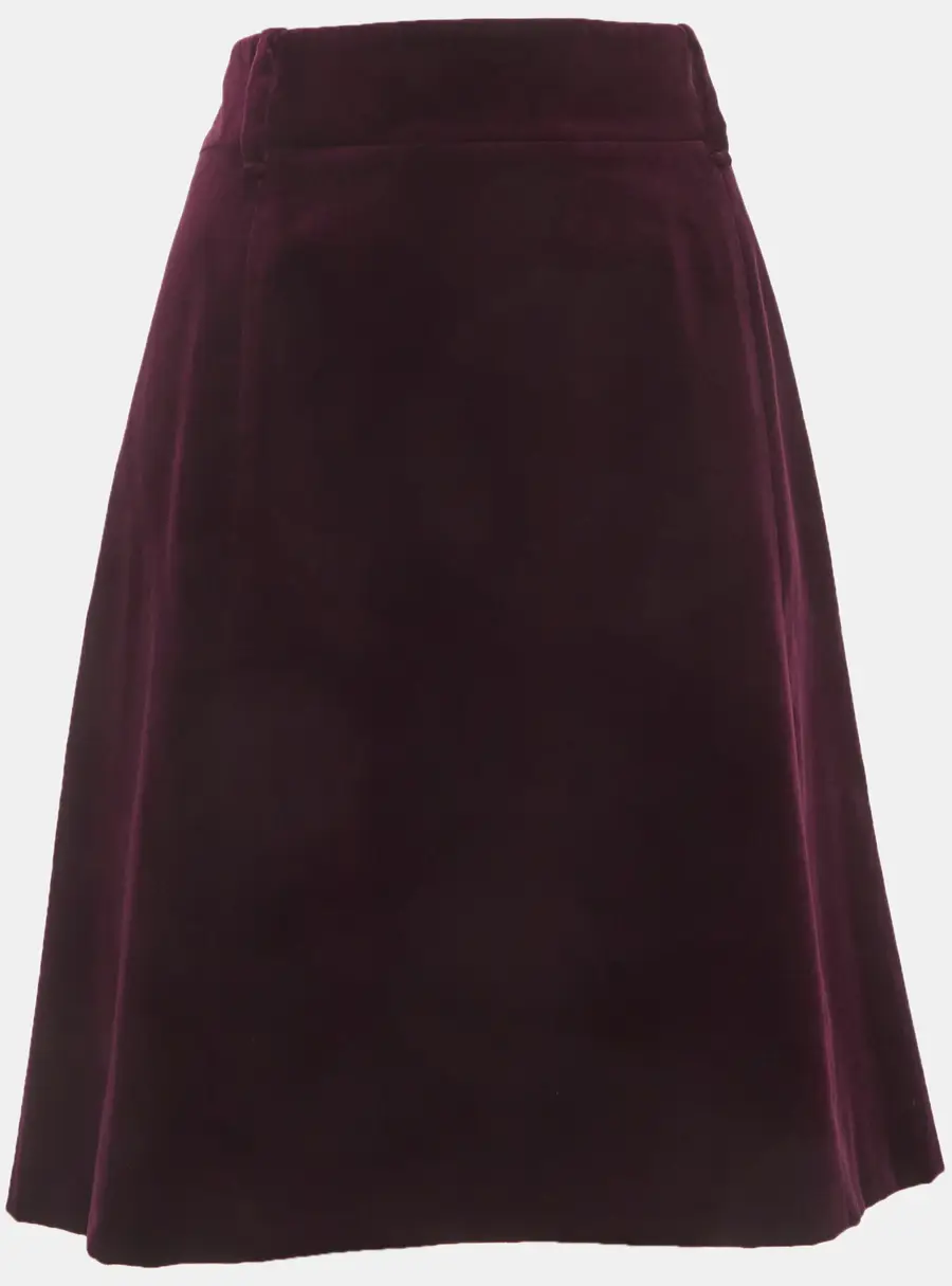 Gucci Burgundy Velvet Zip Up Knee Length Skirt M
