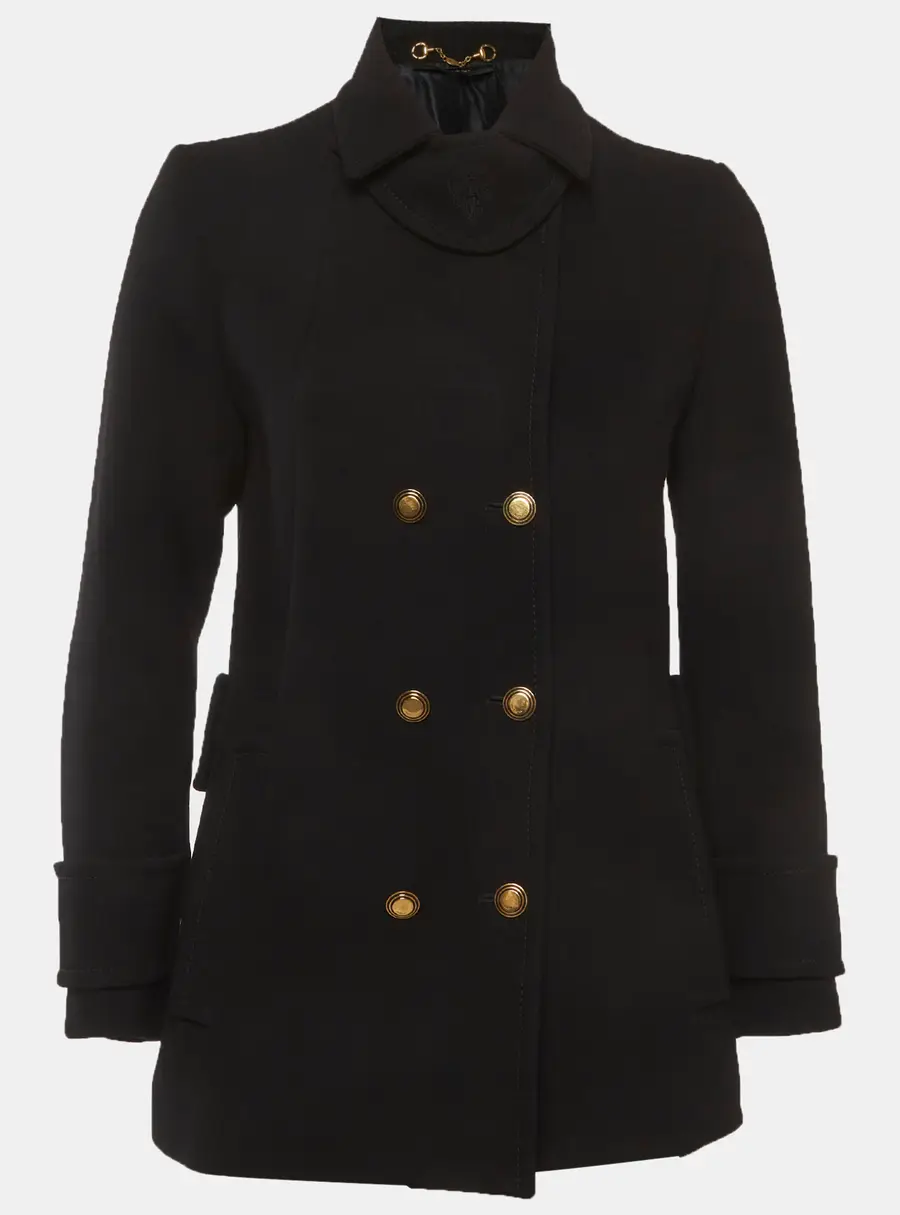 Gucci Black Wool Double Breasted Pea Coat S