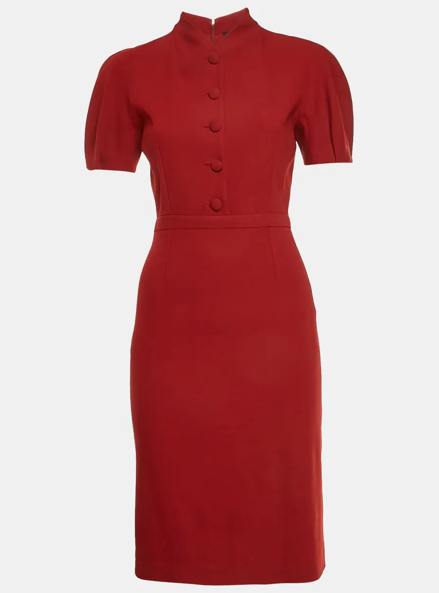 Gucci Red Wool Dolman Sleeve Shift Dress S
