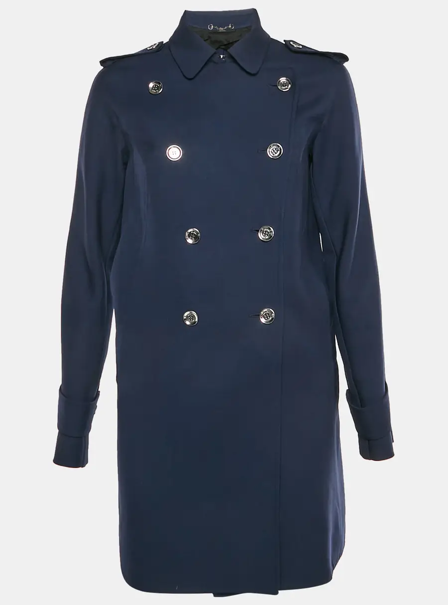 Gucci Navy Blue Wool Blend Double Breasted Coat S