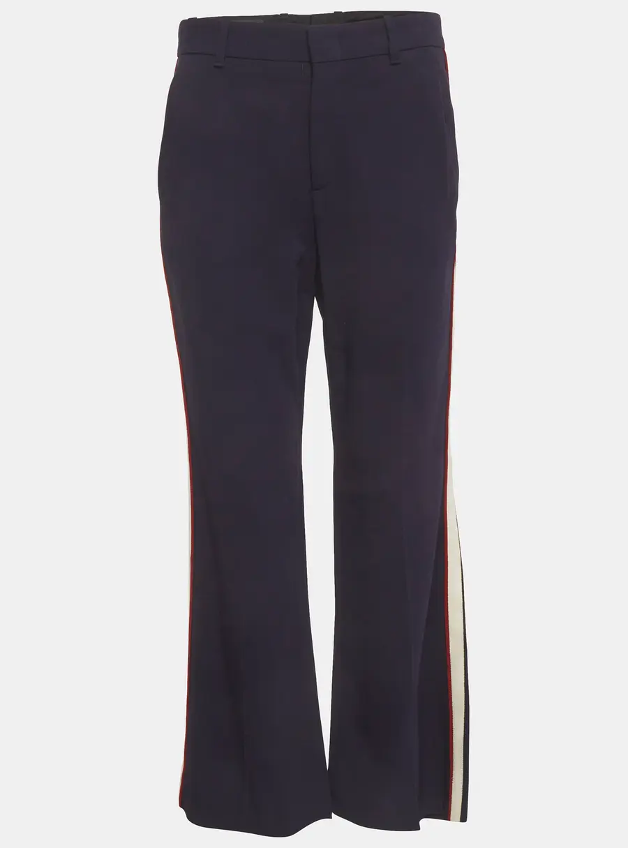 Gucci Navy Blue Crepe Side Stripe Detail Bootcut Trousers M