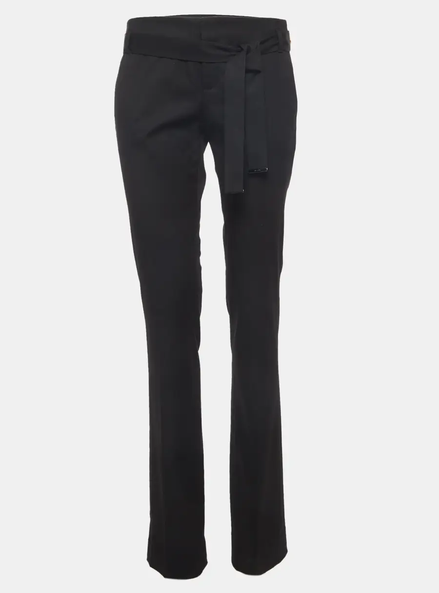 Gucci Black Gabardine Belted Trousers S