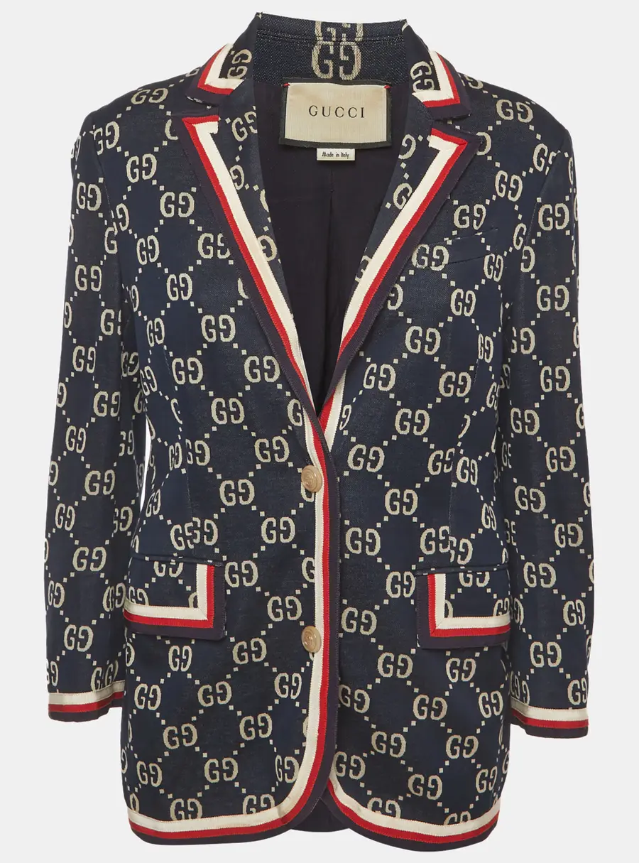 Gucci Blue GG Jacquard Blazer M