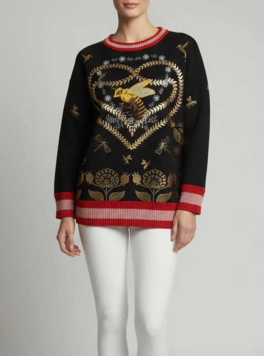 Gucci Black Printed Jersey Long Sleeve Sweatshirt M