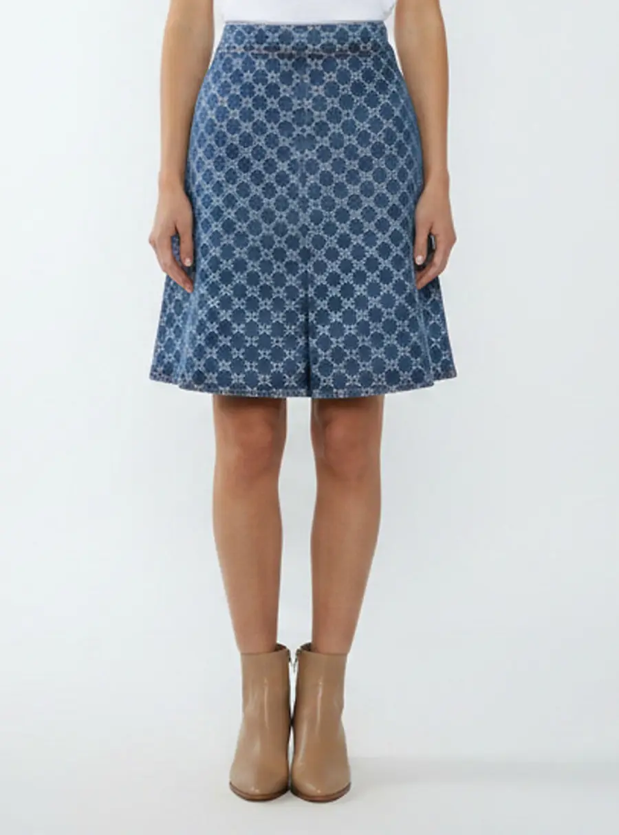 Gucci Blue GG Monogram Jacquard Denim Mini Skirt M/Waist 30"