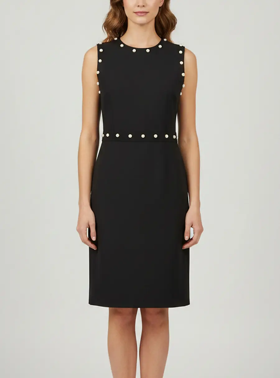 Gucci Black Pearl Embellished Wool Blend Mini Dress M