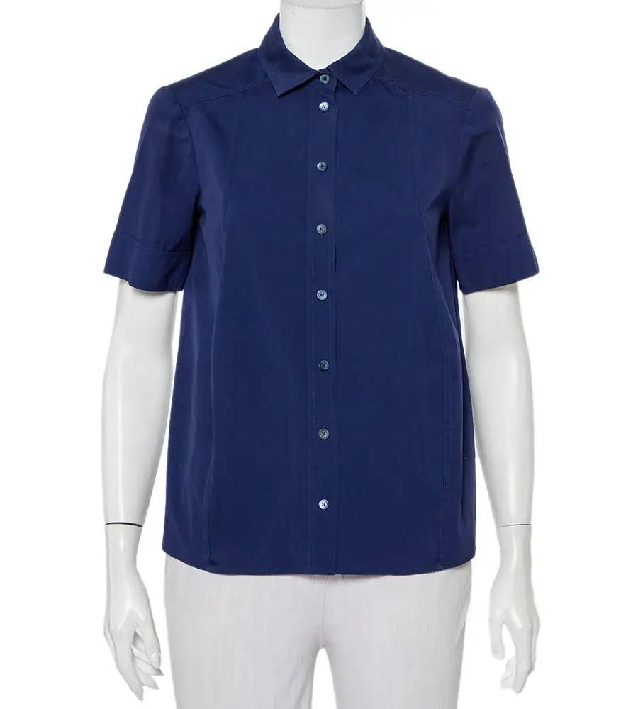 Gucci Navy Blue Cotton Paneled Button Front Shirt S