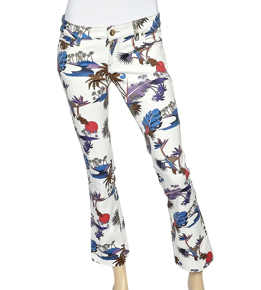 Gucci Off - White Tropical Printed Cotton Pants S