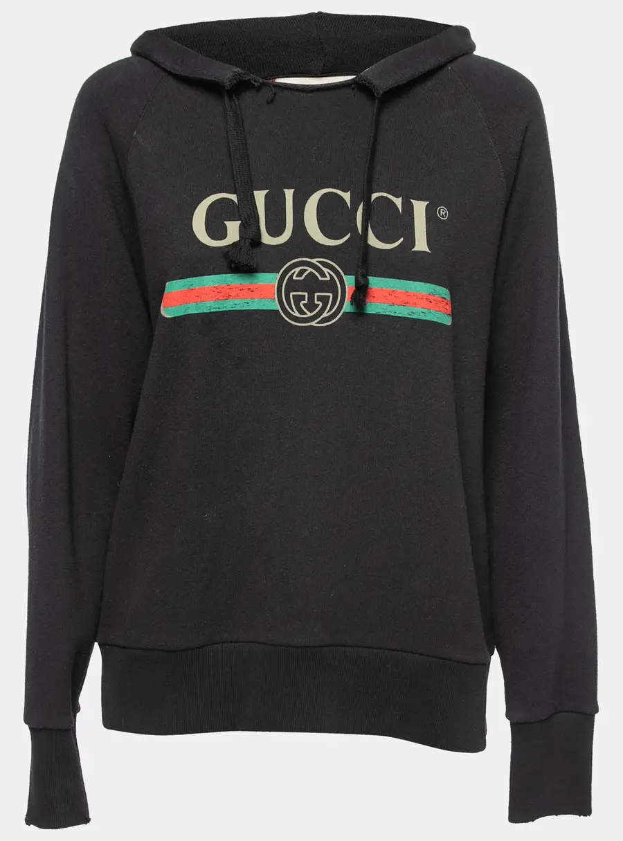 Gucci Black Cotton Blind For Love Embroidered Hoodie XS