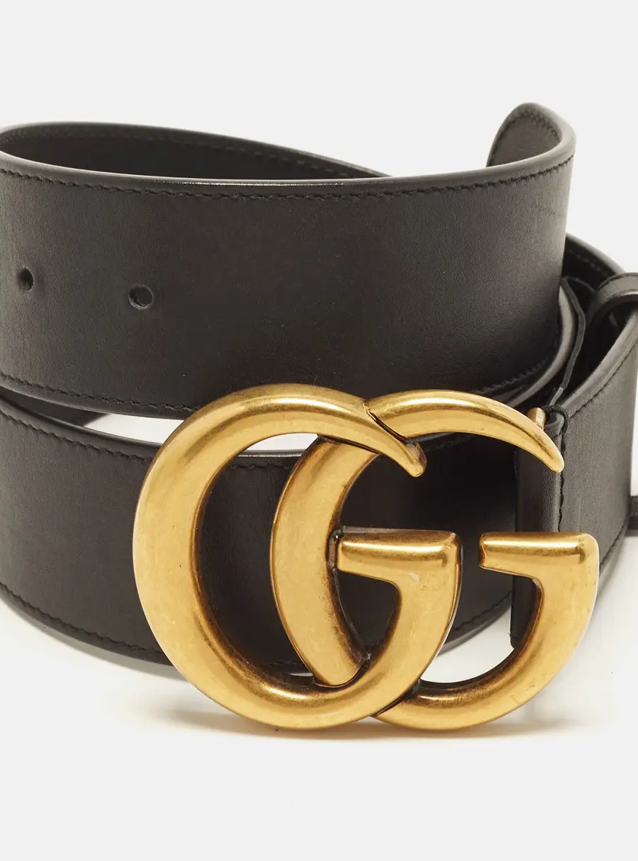 Gucci GG Marmont 70 CM Buckle Belt Black Leather