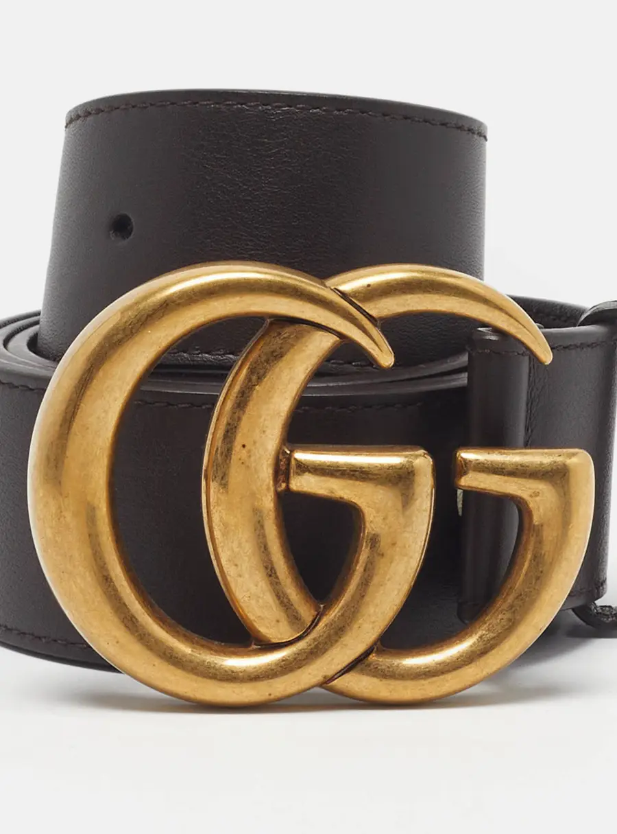 Gucci GG Marmont 90CM Belt Dark Brown Leather