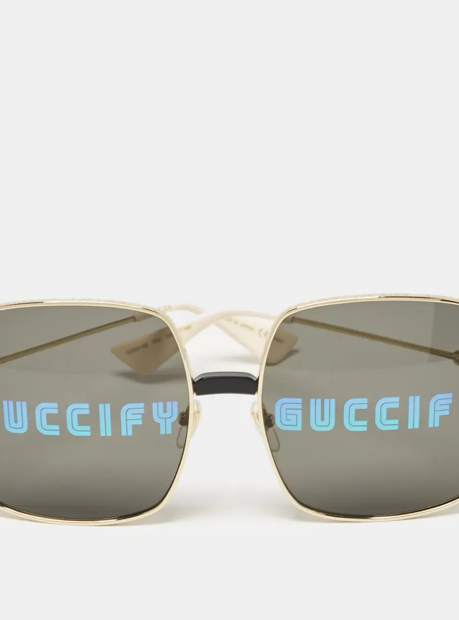 Gucci Black/Gold Tone GG0414S Guccify Square Sunglasses
