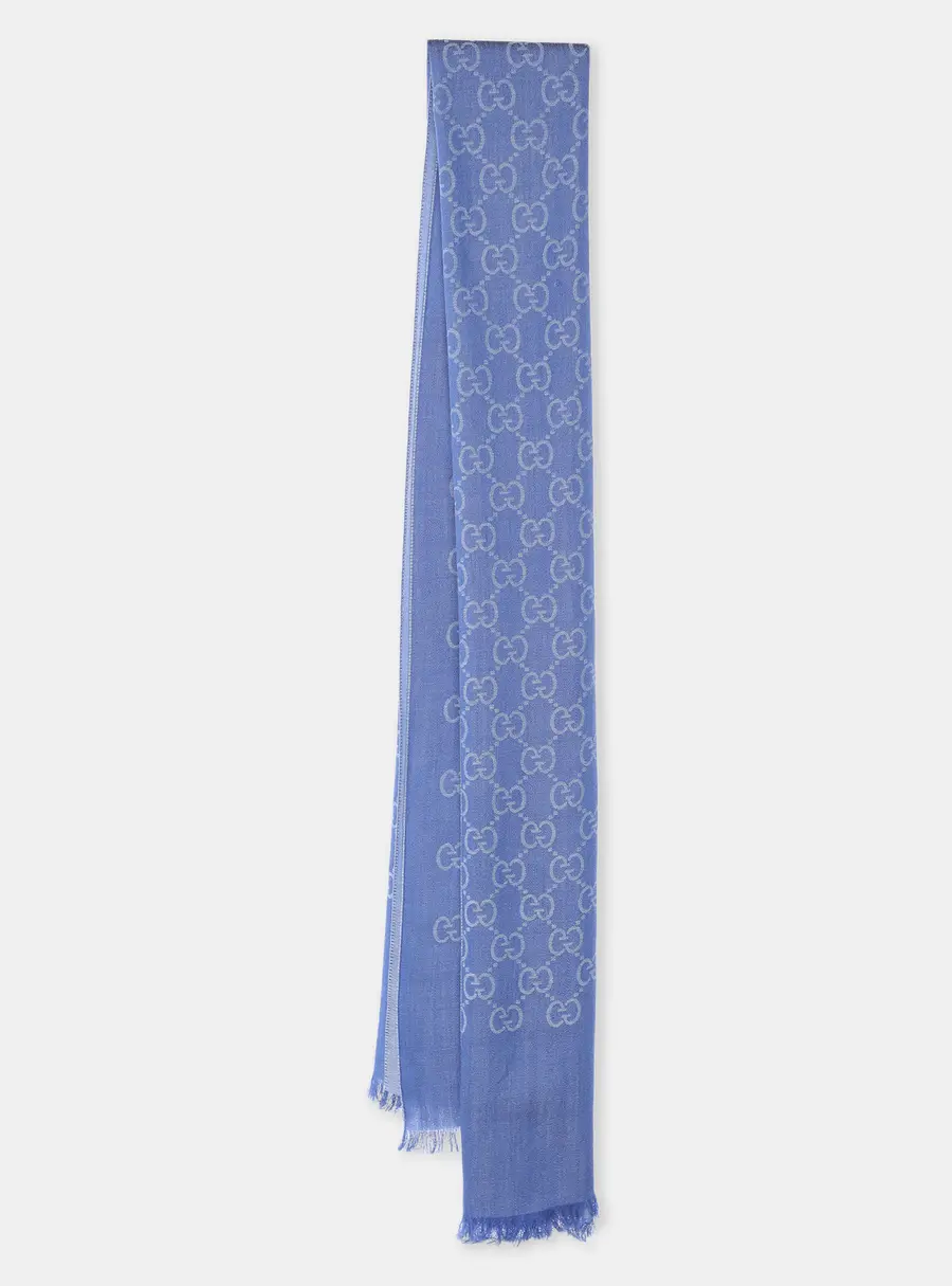 Gucci Blue GG Wool Scarf