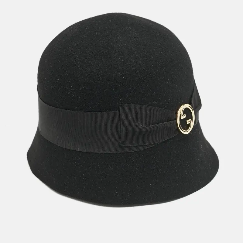 Gucci Black Rabbit Felt GG Bucket Hat M
