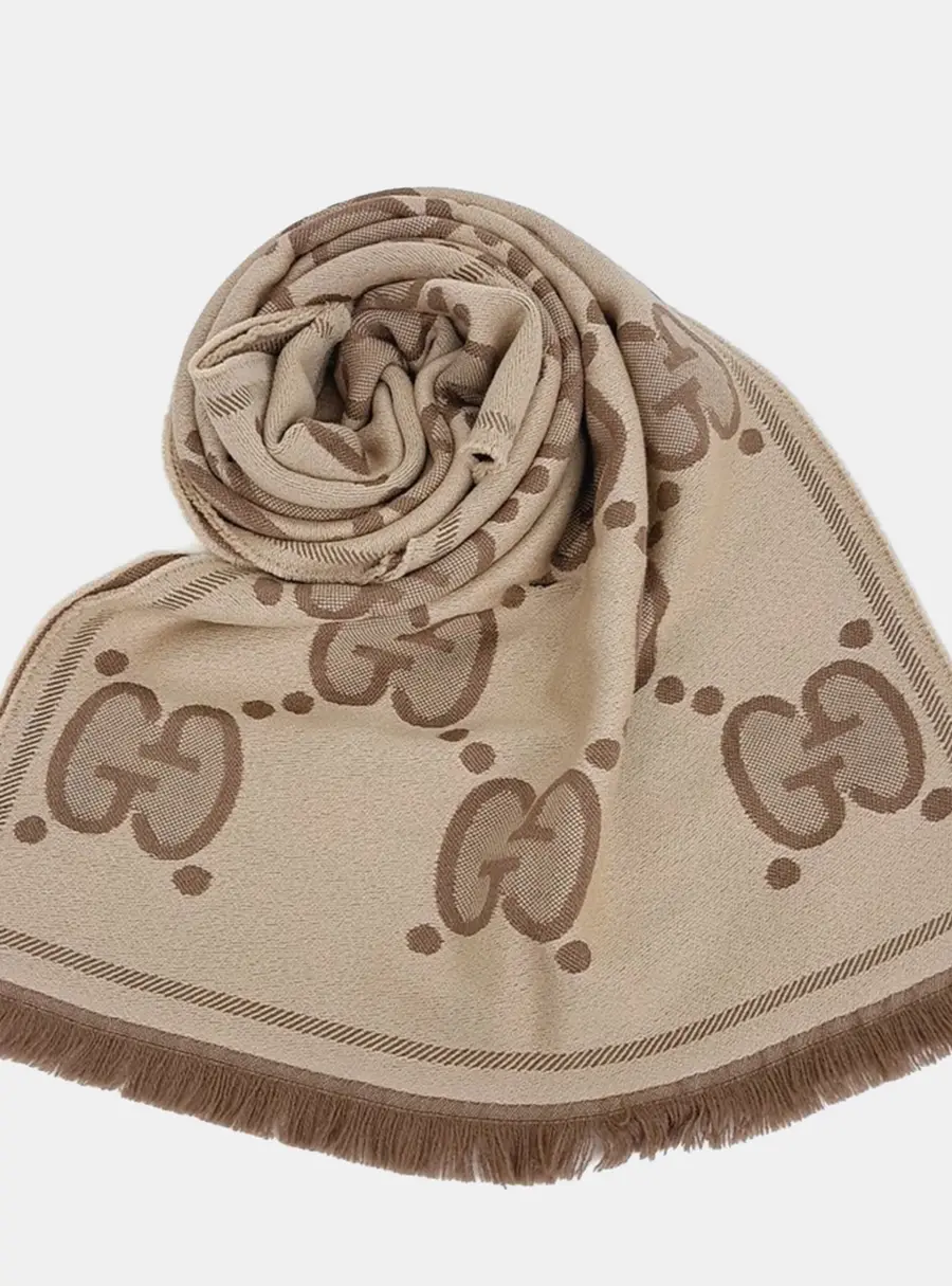 Gucci GG Beige/Brown Jacquard Muffler