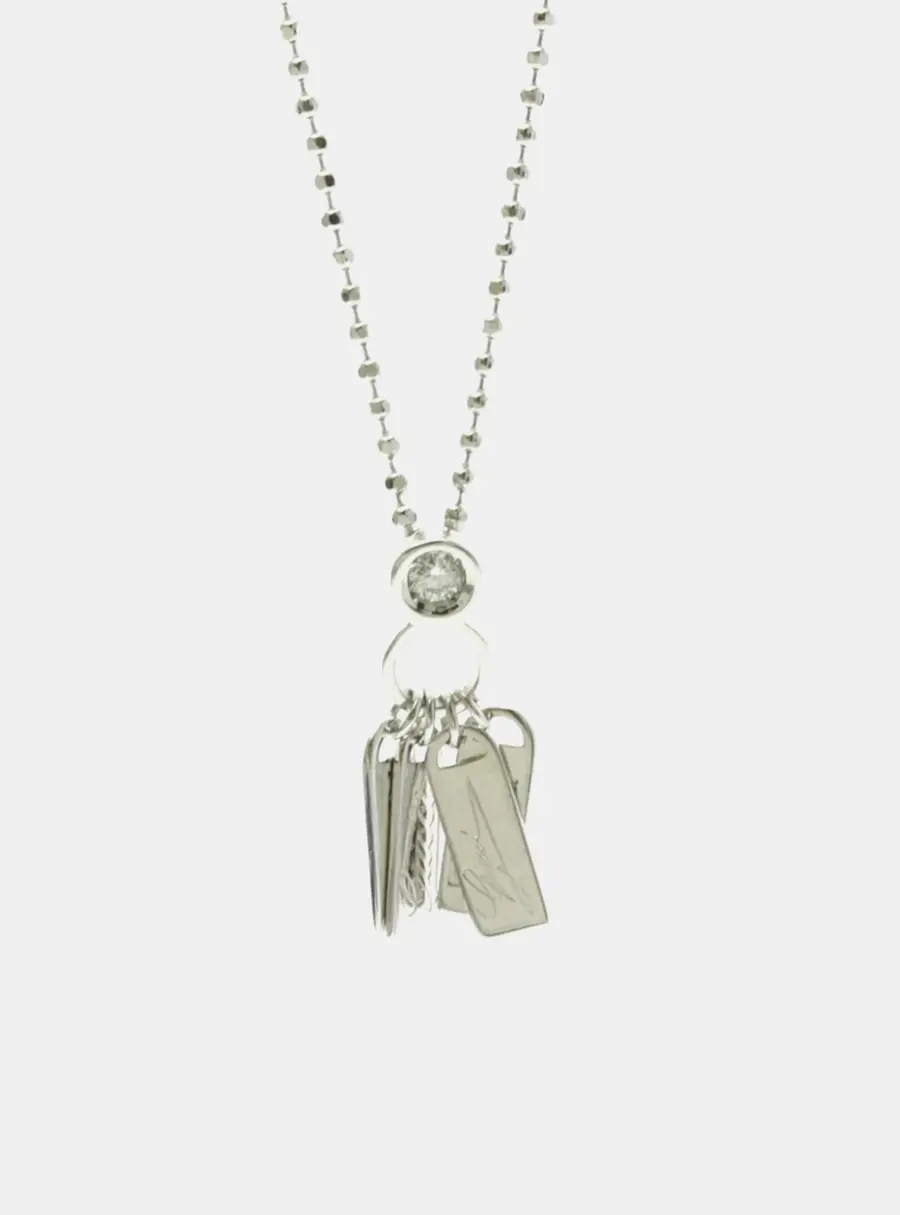 Gucci Plate Tag Diamond Necklace 18K White Gold Pendant Necklace