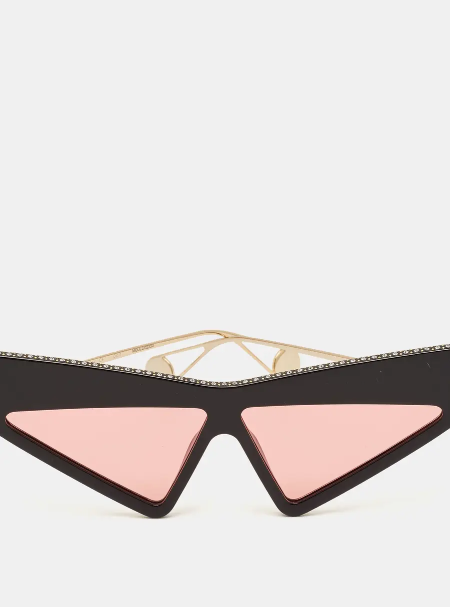 Gucci Black/Pink GG0430S Crystal Geometric Sunglasses