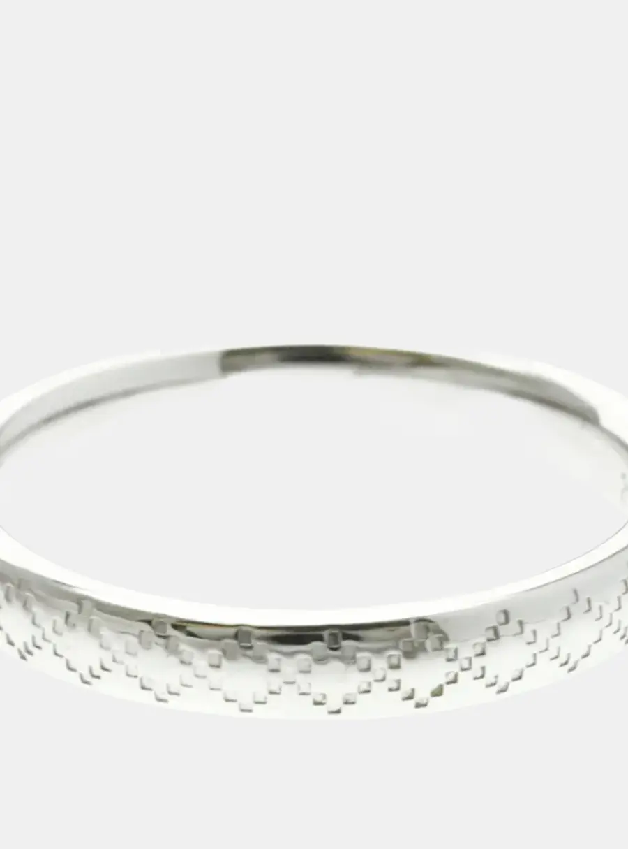 Gucci Diamantissima 18K White Gold No Stone Band Ring EU 61