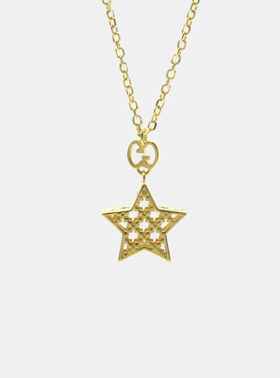Gucci 18k Yellow Gold Diamantissima Star Pendant Necklace