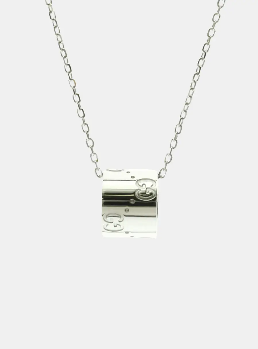 Gucci 18K White Gold Icon Pendant Necklace